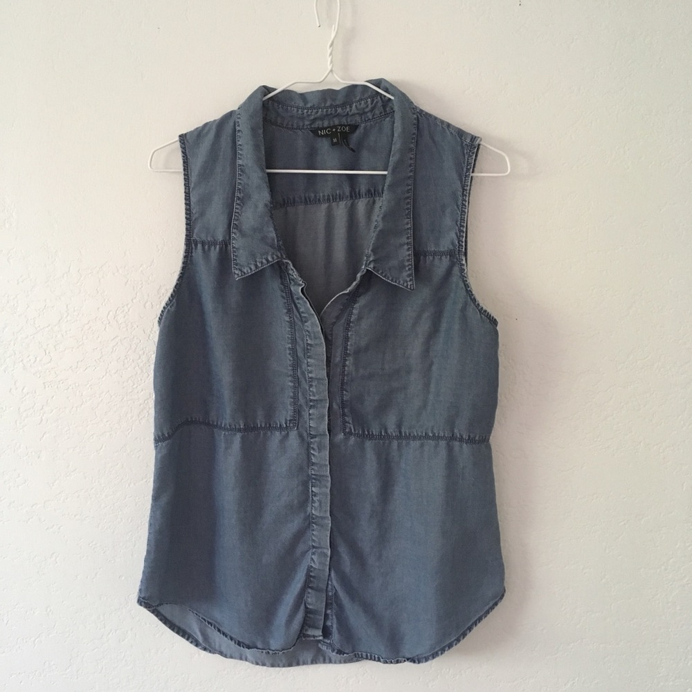 NIC + ZOE | Blue Button Down Tank